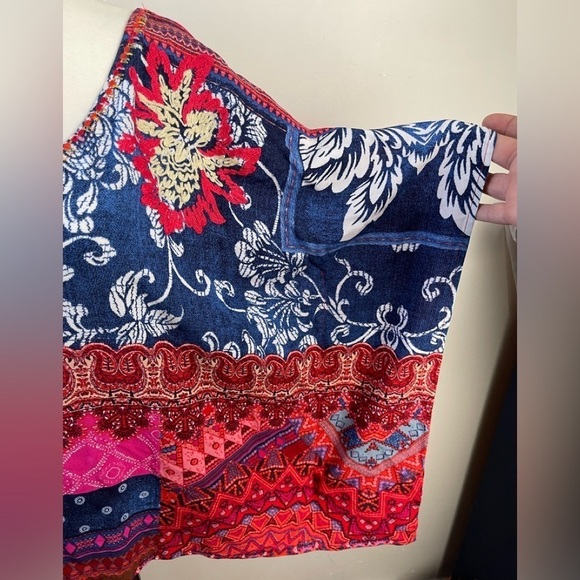 Desigual PERUGIA Boho floral embroidered Batwing v-neck flowy Blouse small - Picture 8 of 15
